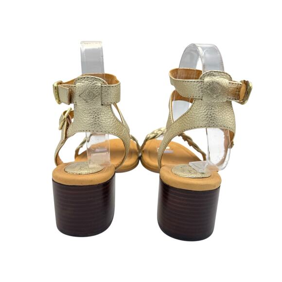 Sperry Top Sider Gold Cup Vivian Mora Platinum Gold Leather Heeled Sandals - Picture 4 of 10